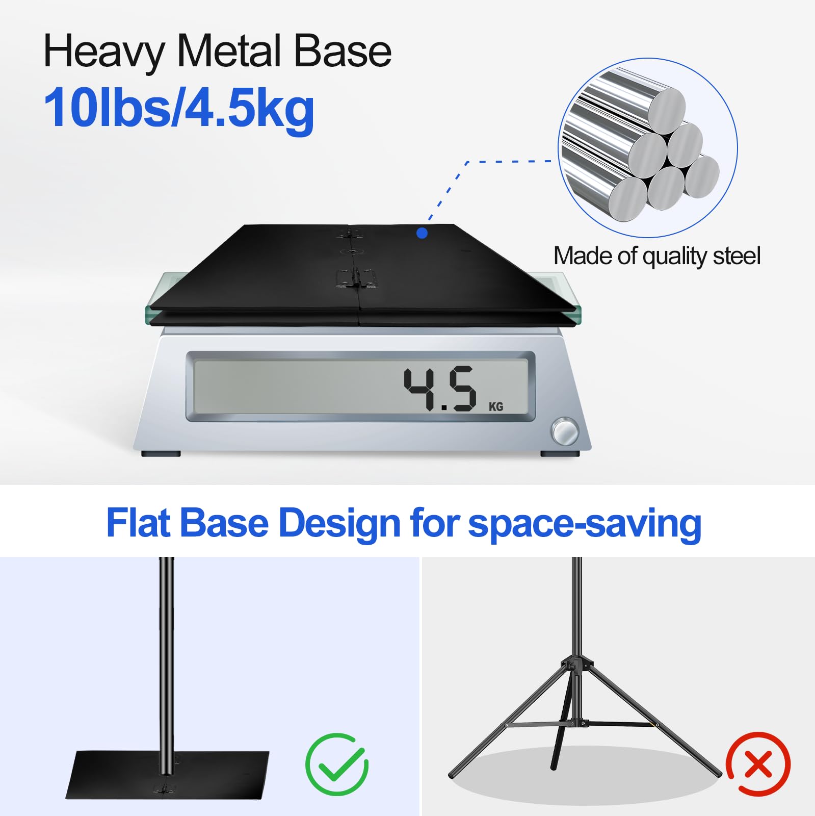 Emart Backdrop Stand, 8.5Ft Height 10Ft Width Adjustable Photography Background Support Poles With Heavy Duty Flat Base, Photo Metal Steel Pipe And Drape Frame Kit For Parties Birthday Wedding   Black