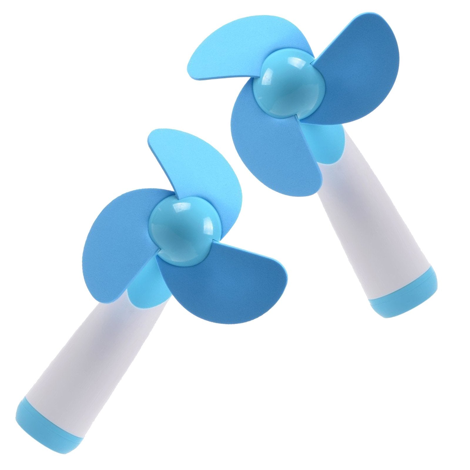 Ogrmar Mini Handheld Fan - Battery-Powered, Soft Foam Blades, 2PC, Blue