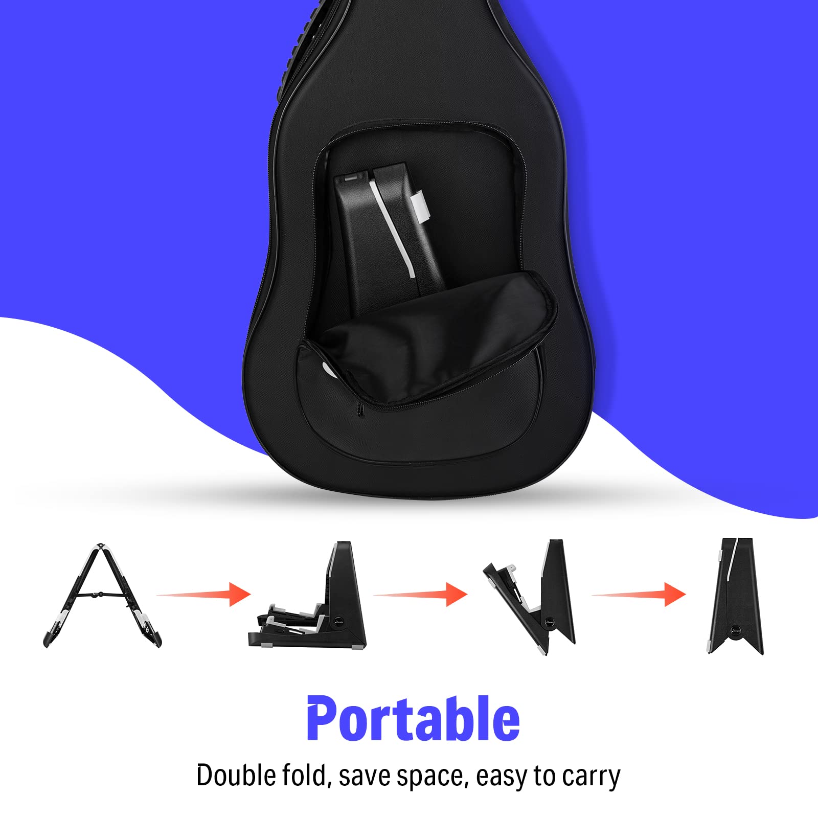 Donner Guitar Stands, 2 Packs Foldable Lightweight Guitar Stands Holder For Acoustic Electric Guitar Bass Ukulele, Ds 2 (Black)