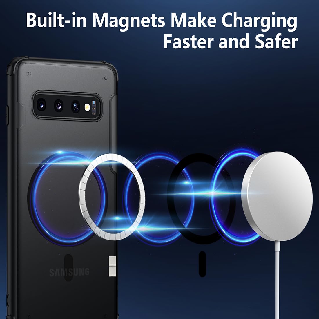 Tianniuke Magnetic Case For Samsung Galaxy S10, Translucent Matte Anti Fingerprint,Compatible With Magsafe,Slim Fit Shockproof P