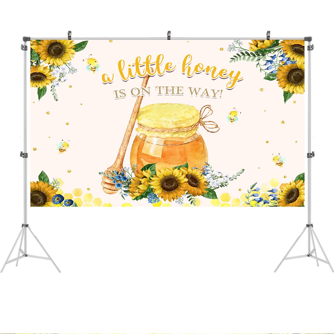 Ticuenicoa A Little Honey Is On The Way Baby Shower Backdrop For Girl And Boy Honey Sunflower Baby Shower Background For Photography Bee Theme Photo Booth Props Babyshower Banner Birthday Decors 5X3Ft