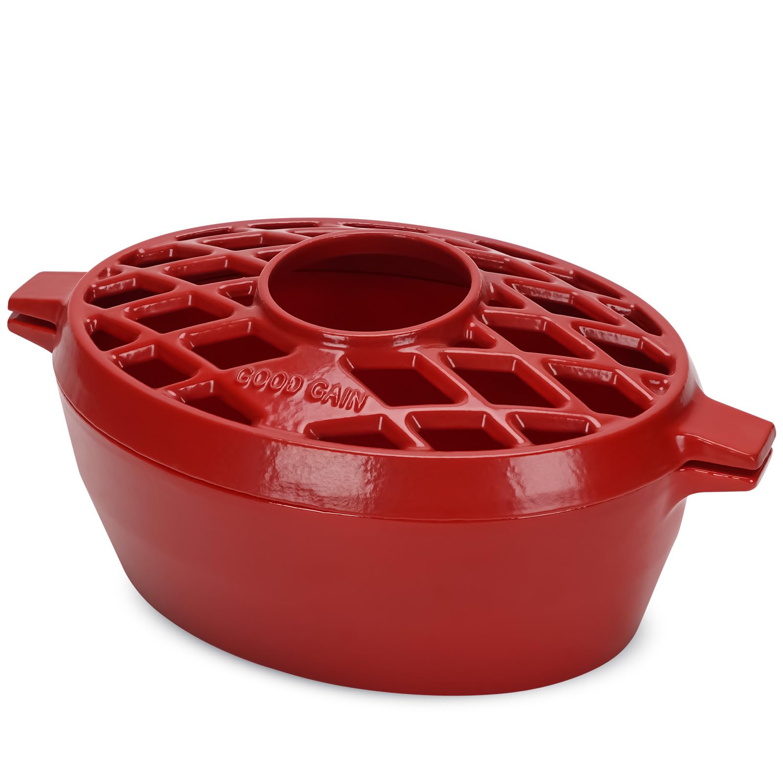 G Good Gain Wood Stove Steamer, Fireplace Humidifier, Cast Iron Humidifier for Stove, Matte Blue Finish, Rust Resistant, Lattice