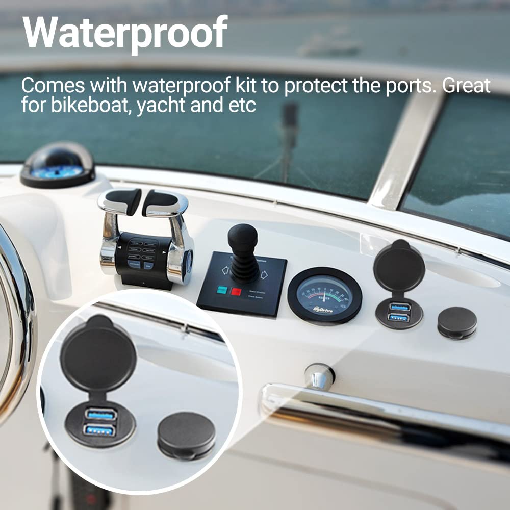 Icespring 2 Ports Usb 3.0 Extension Cable, Flush Mount Car Truck Boat Motorcycle Dashboard Panel Adapter-3 Feet