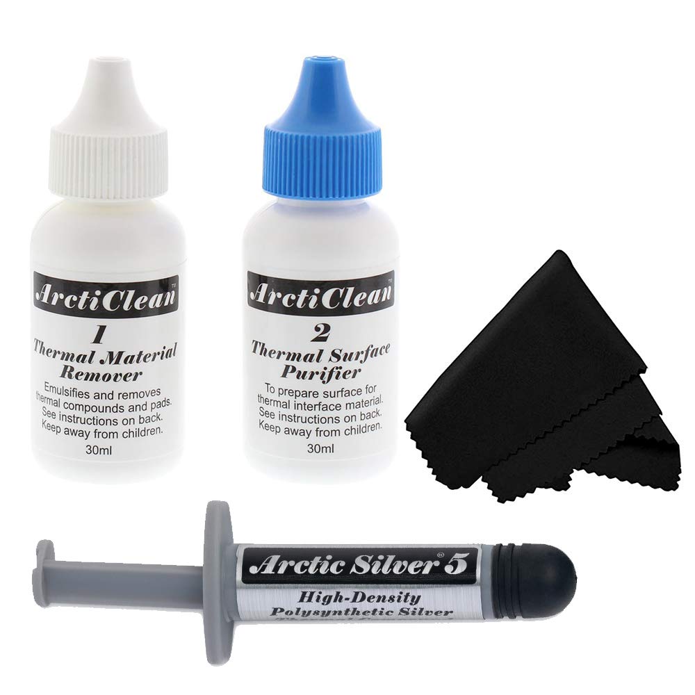 Arctic Silver 5 Thermal Cooling Compound Paste 3.5G High Density Polysynthetic Silver (Arctic Clean + Arctic Silver Bundle)