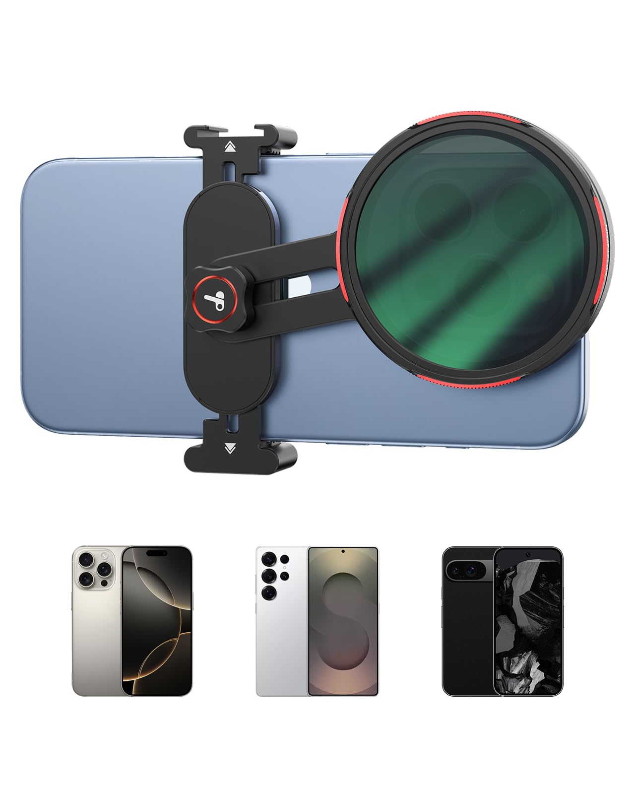 Telesin Universal Phone Filter Mount For 67Mm Dslr Filters, Clip-On Holder With Cold Shoe & 1/4'' Thread, Lightweight For Travel