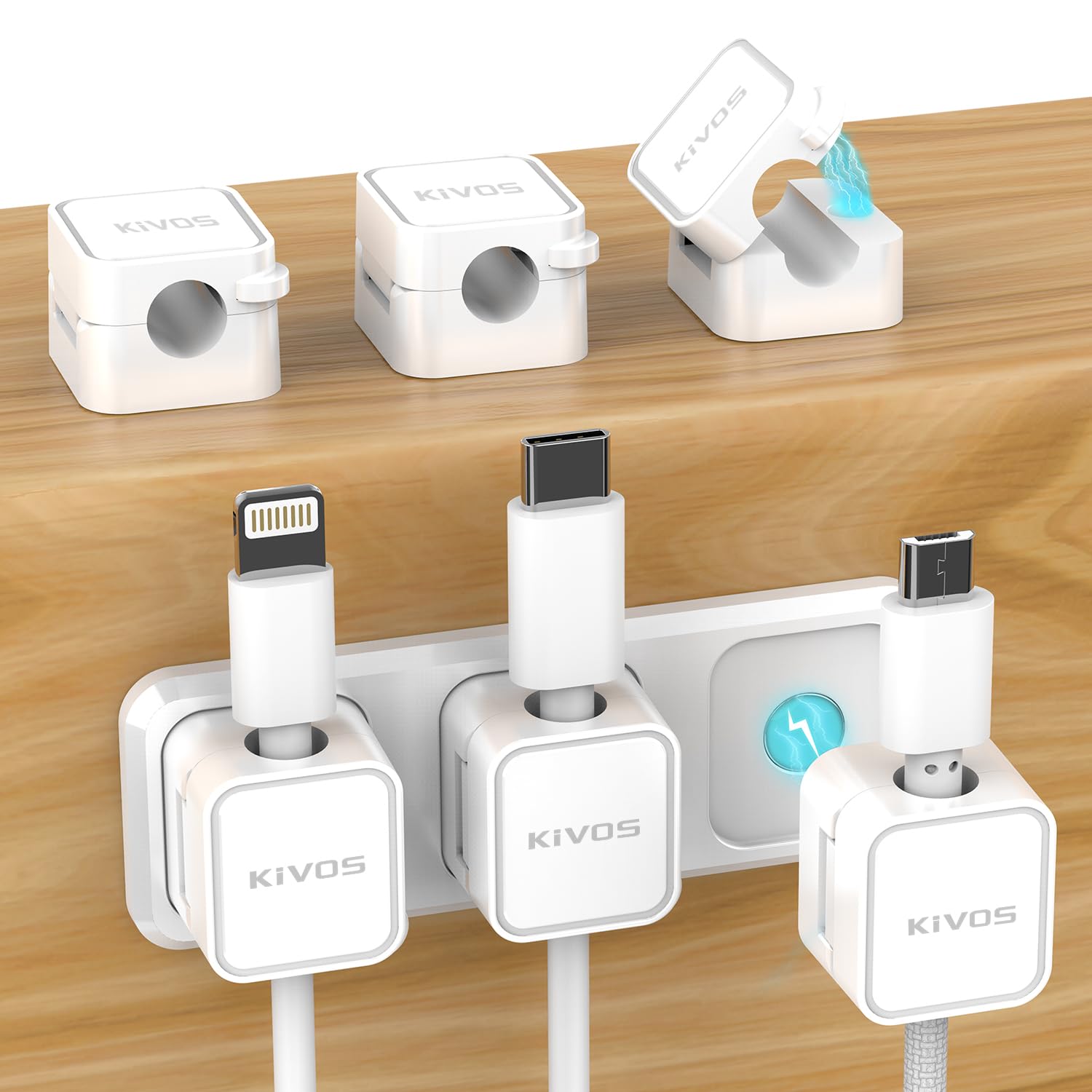 Kivos Magnetic Cable Clips, Cord Organizer, Wire Holder Keeper For Desk, Car, Wall, 6 Pack Usb C Charger Cable For Iphone, Ipad