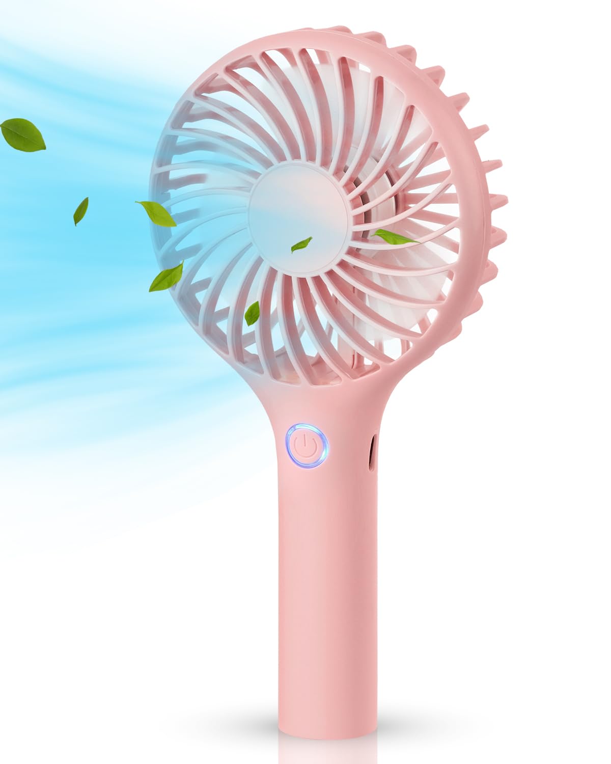 Rjvw Portable Handheld Fan, 3 Speeds Mini Portable Fan, Rechargeable Powerful Hand Fan, Battery Powered Small Personal Lash Fan