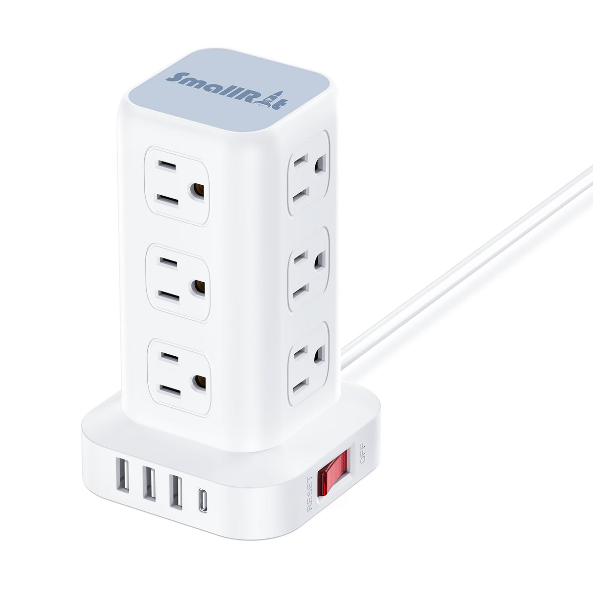 Pd 20W Usb C Surge Protector, Mini Power Strip Tower Travel 12 Ac 4 Usb Power Strip With Usb Ports 6.5Ft Overload Protection For