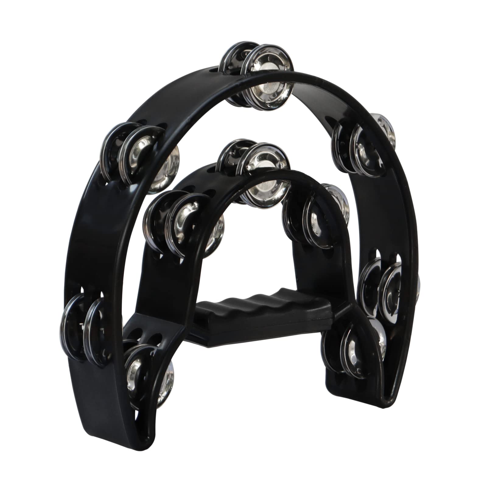 Bealuffe Tambourine Double Row Hand Held Percussion Tambourine With Metal Jingles For Ktv Party (Black)