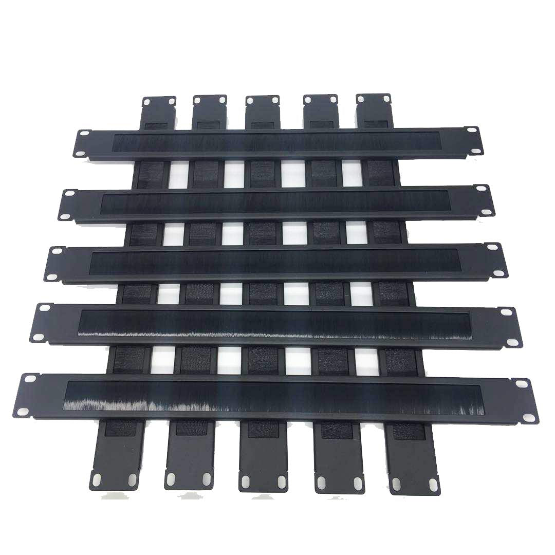 Qiaoyoubang 10 Pack 1U Horizontal Rack Mount Cable Management Panel With Cable Entry Brush For 19 Inch Rack Or Cabinet Black (1U
