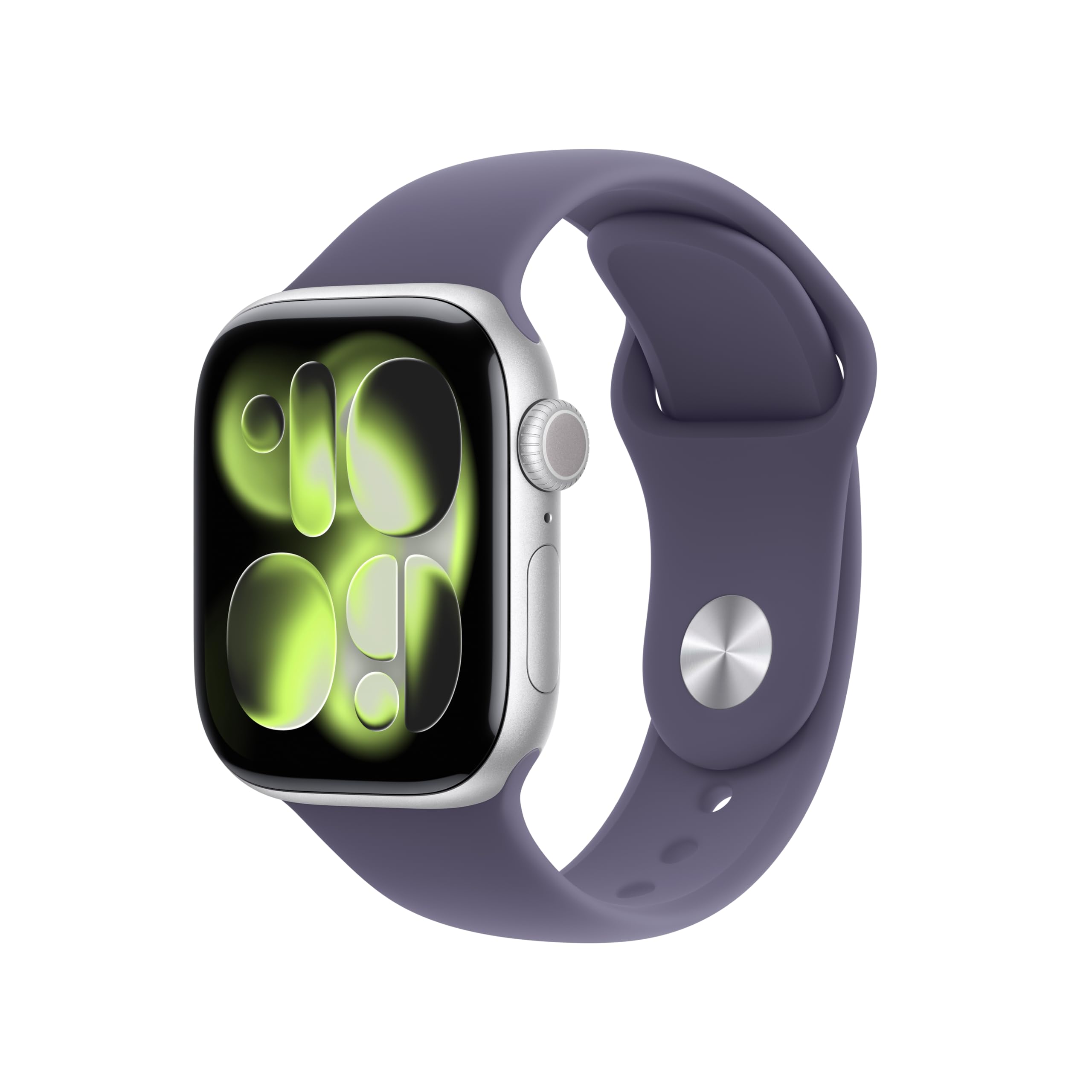 Apple Watch Series 11 [GPS 42mm] Smartwatch with Silver Aluminum Case with Purple Fog Sport Band - M/L. Sleep Score, Fitness Tra