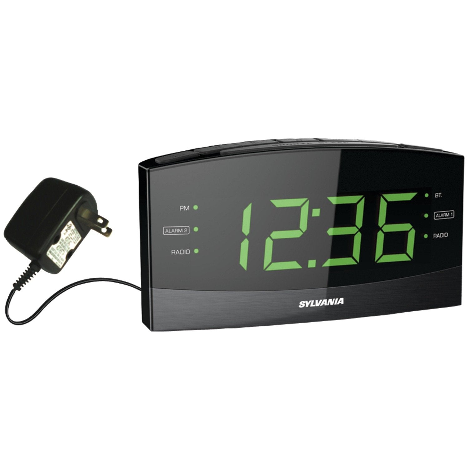 SYLVANIA Unknown SCR1989BT 1.8 Jumbo Digit Clock with AM/FM Radio, Bluetooth and Dual Alarm, Black