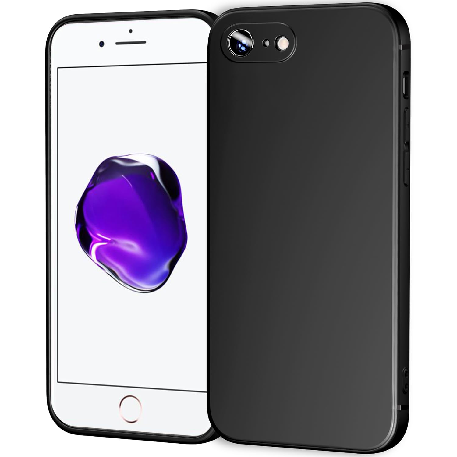 Tenoc Phone Case Compatible With Iphone Se (2Nd 2020 And 3Rd 2022 Generation) & Iphone 7 & Iphone 8, Black Case Anti Fingerprint