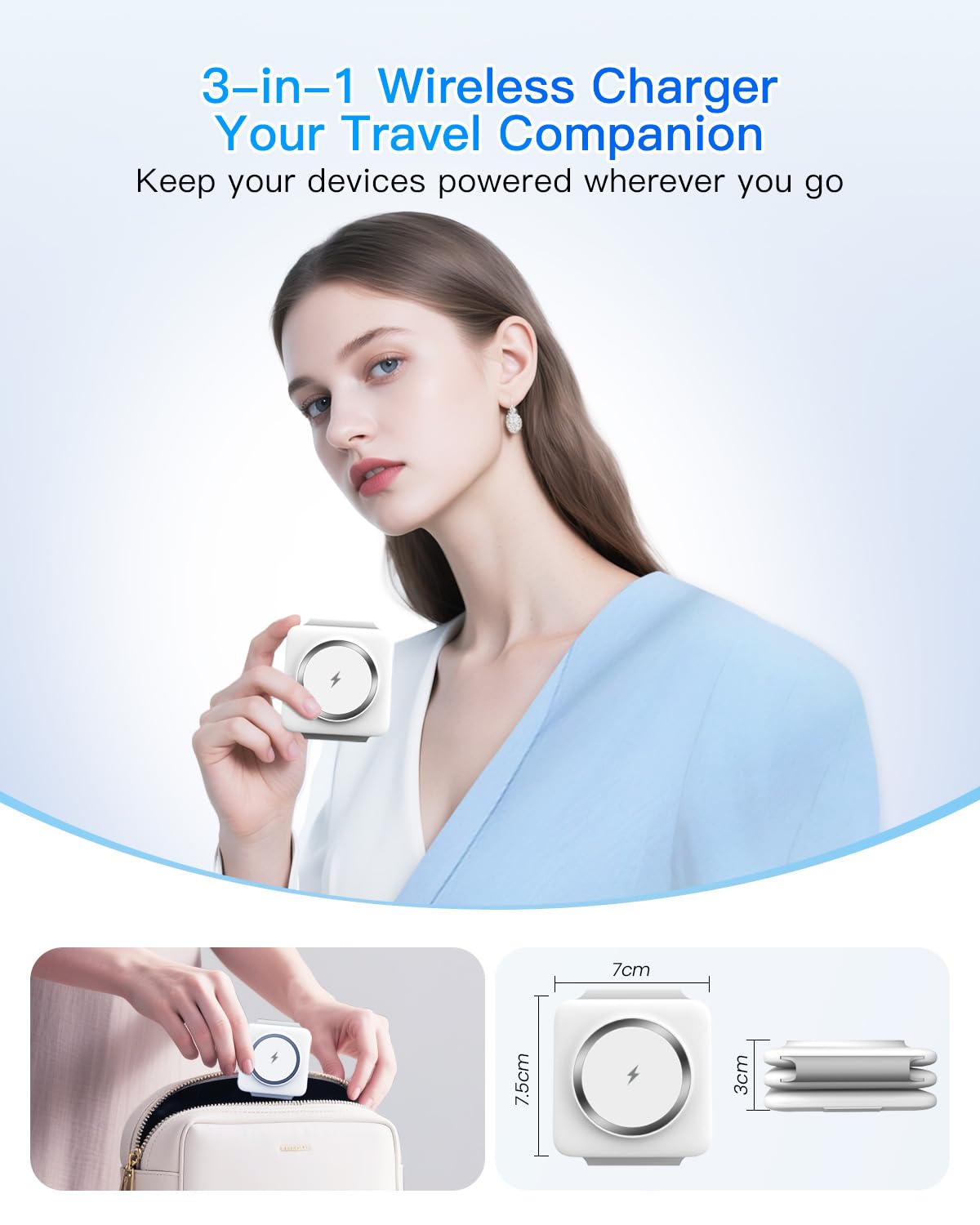 Charging Station For Apple Multiple Devices - 3 In 1 Foldable Magnetic Wireless Charger Dock - Travel Charging Pad For Iphone 16