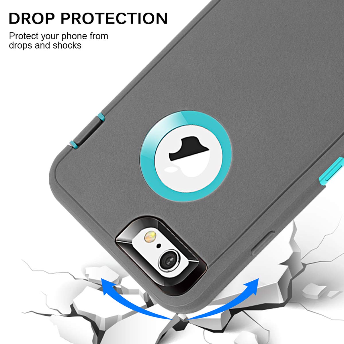 Maxcury For Iphone 6 Case Iphone 6S Case Heavy Duty Shockproof 3 In 1 Soft Silicone Rubber + Hard Pc Bumper Cove With Built-In P