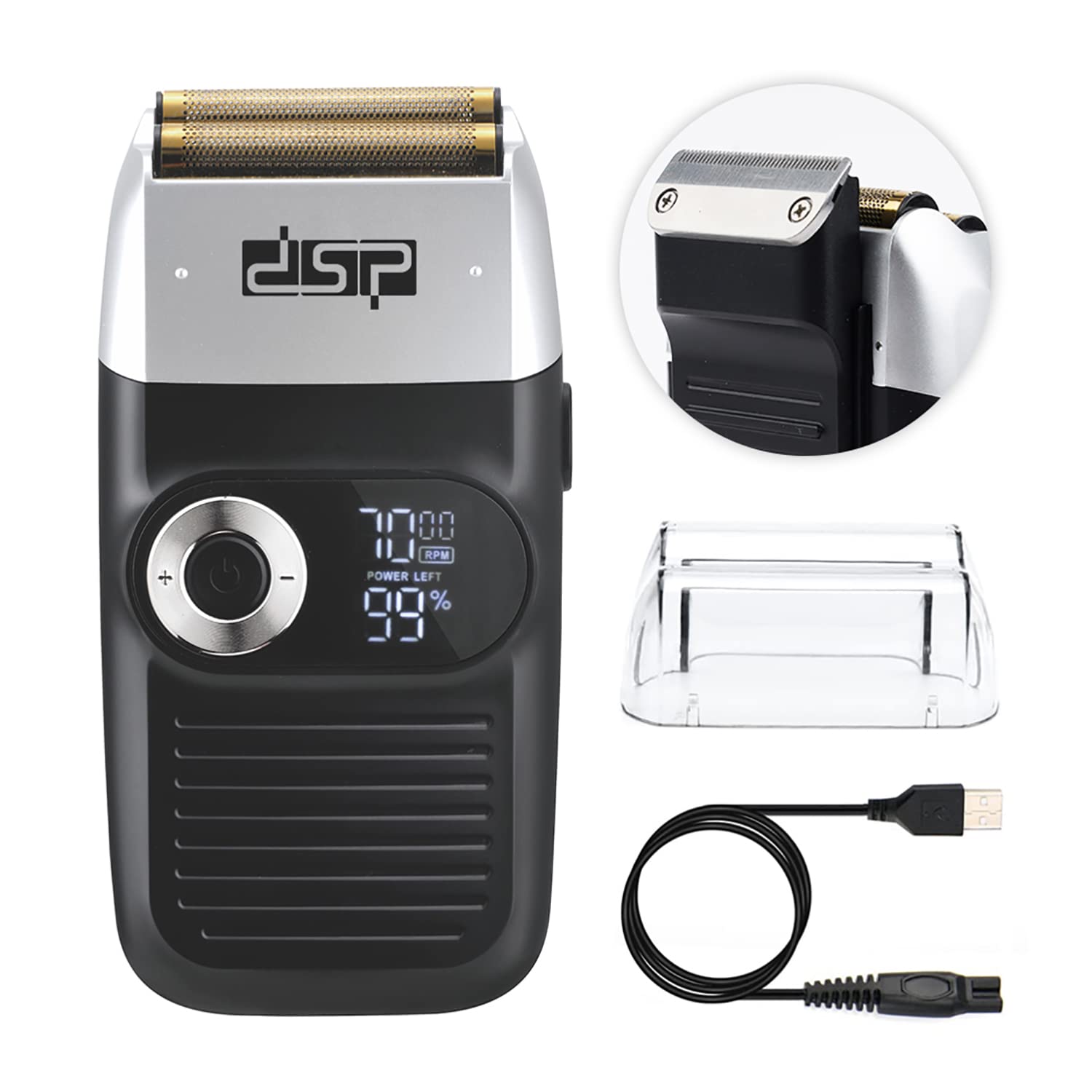 Dsp Electric Razor For Men Bald Shavers For Men 2 In 1 Double Shaver For Men With 2 Foil Head Rechargeable Barber Shaver With Pr
