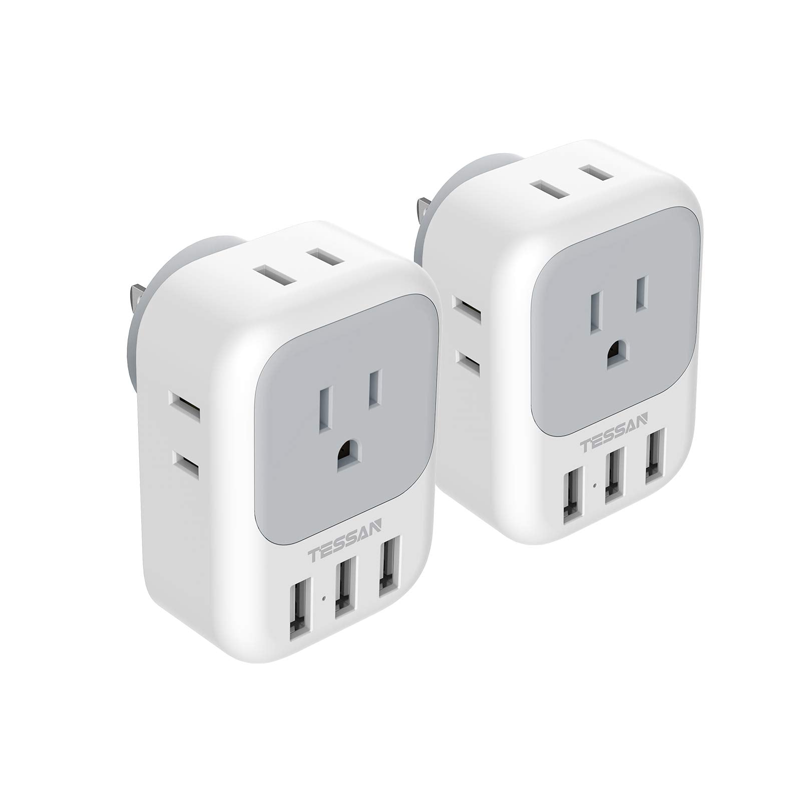 Multiple Plug Outlet Splitter With Usb Wall Charger, Tessan 4 Electrical Outlet Extender With 3 Usb Ports, Multi Power Outlet Ex