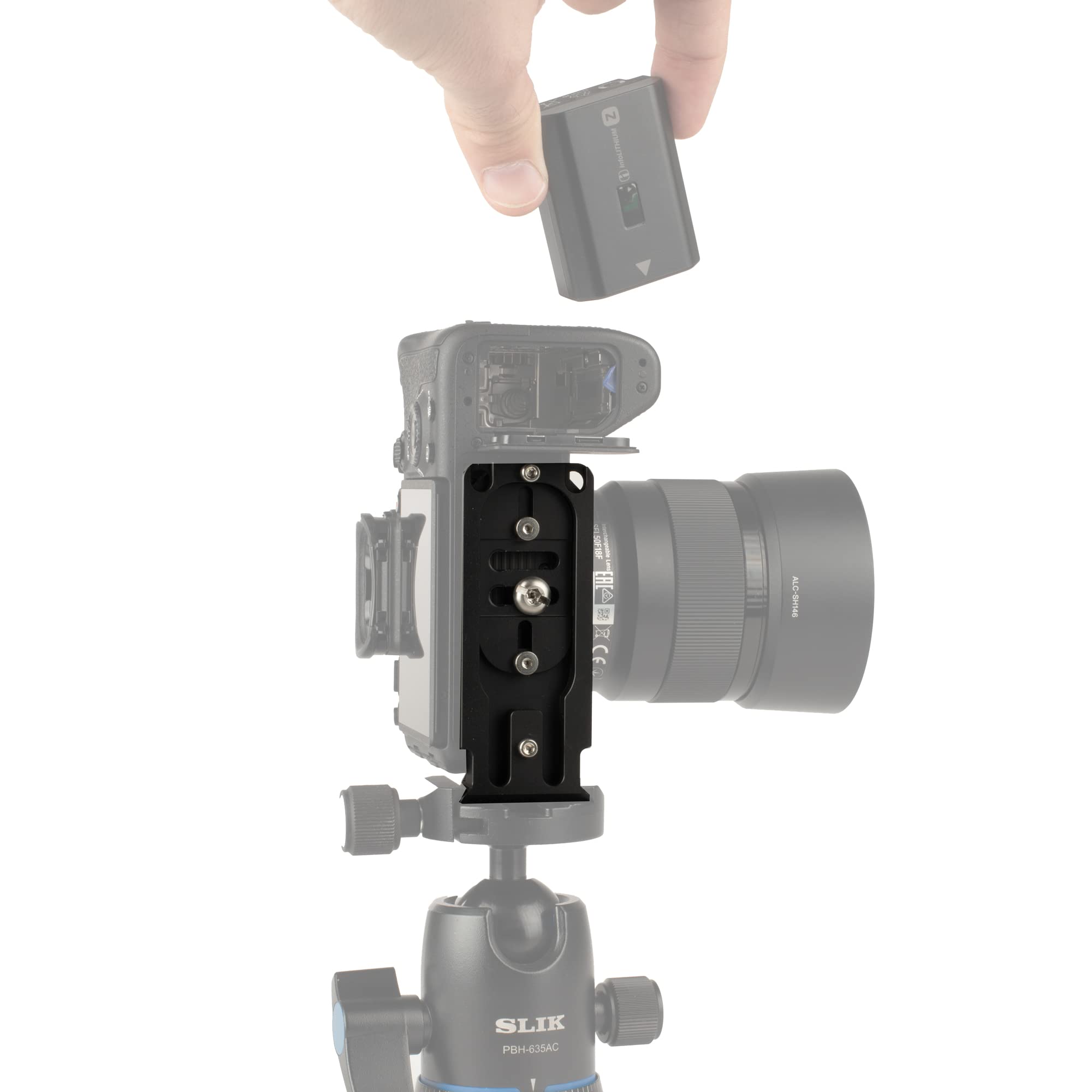 Slik I Bracket Arca Compatible Quick Release Plate For Mirrorless Canon R, Nikon Z And Sony A7 Series Cameras, Black (618 750)