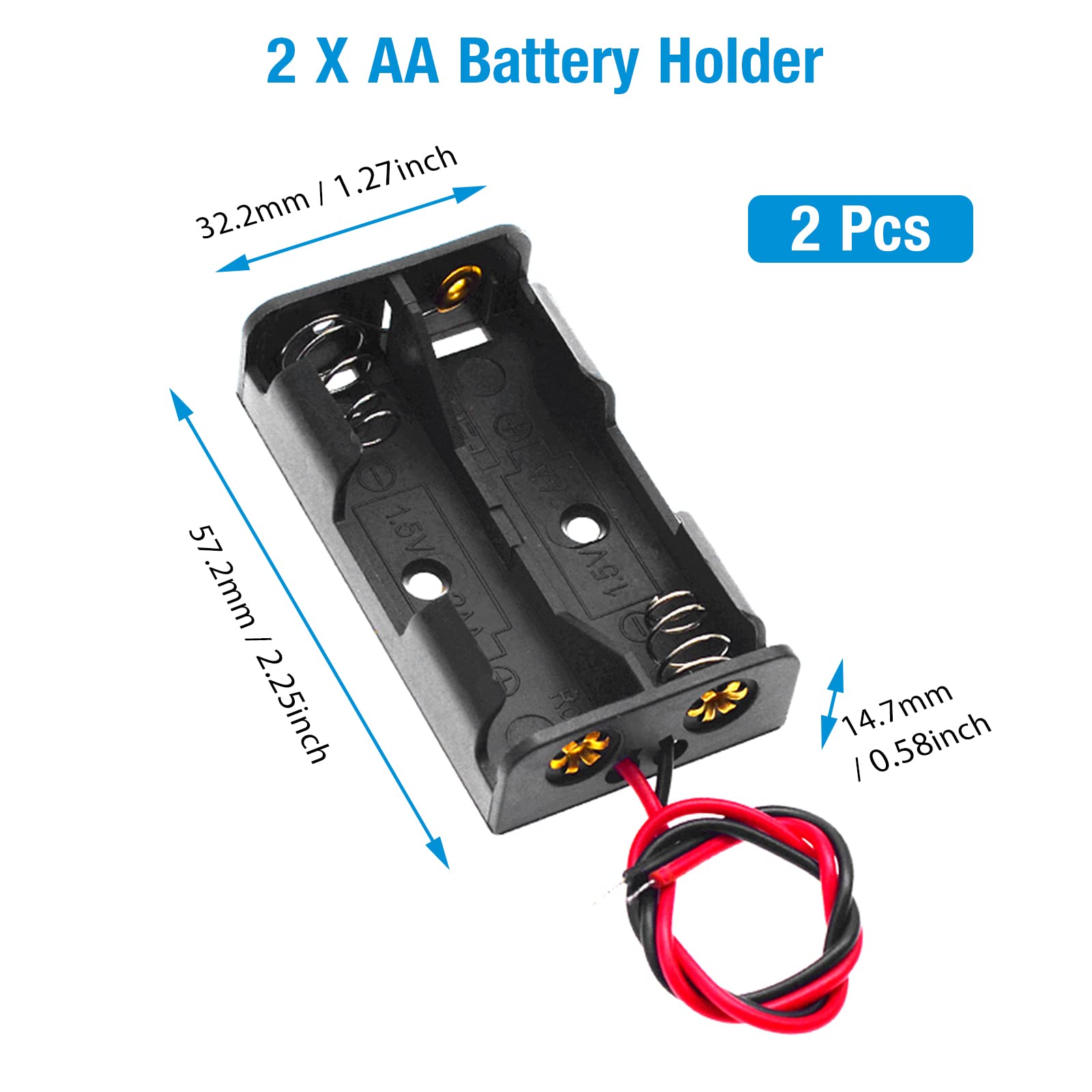Qteatak 8 Pack Aa Battery Holder Bundle With Wire 1 Aa Battery Holder 1.5V, 2 Pcs, 2 Aa Battery Holder 3V, 2 Pcs, 3 Aa Battery H