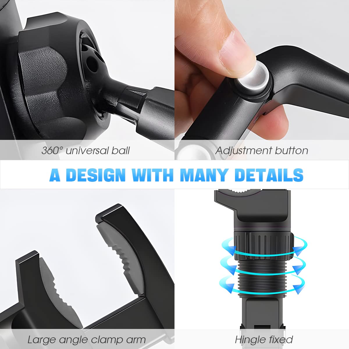 Aukepo Rearview Mirror Phone Holder, 360 Rotatable And Retractable Car Phone Mount, Multifunctional Rear View Mirror Holder For