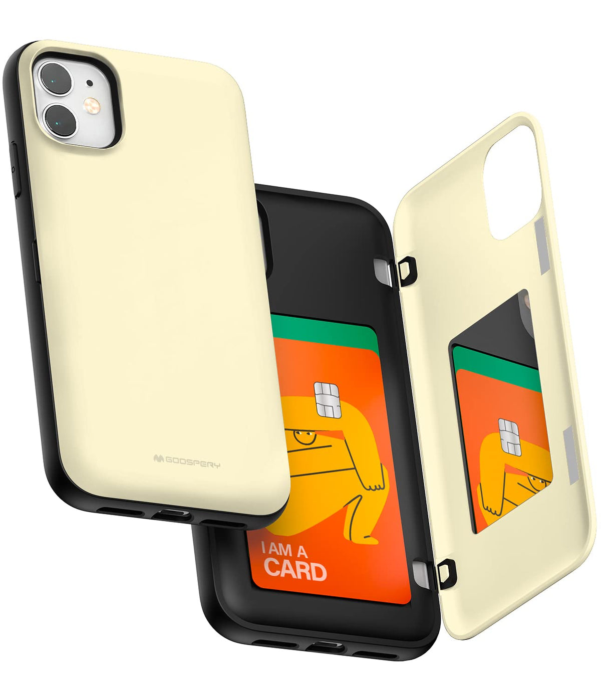 Goospery Iphone 11 Wallet Case With Card Holder, Protective Dual Layer Bumper Phone Case - White