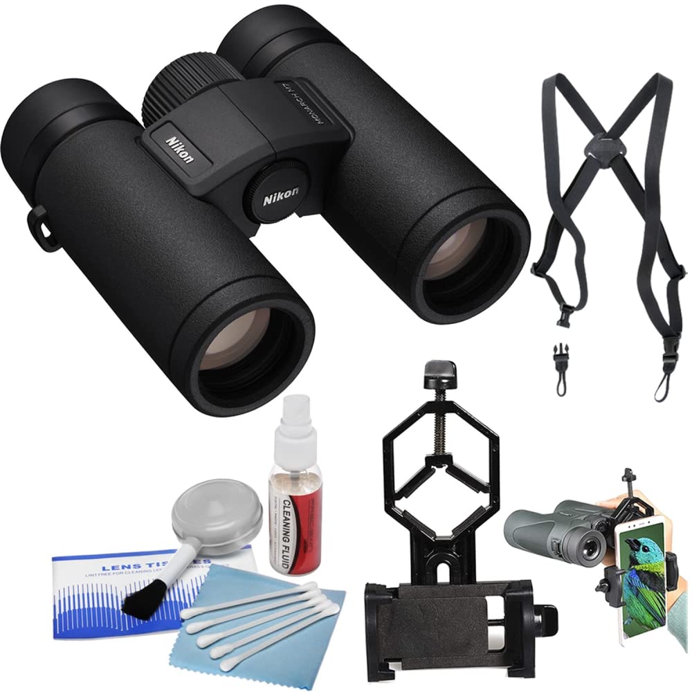 Nikon 8X30 Monarch M7 Binoculars Bundle With Binocular Harness + Smartphone To Binocular Adapter + 5 Piece Lens Cleaning Kit (4