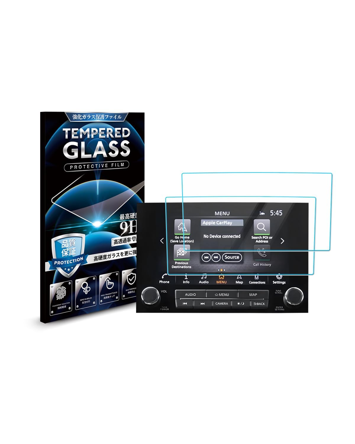 Autorder 2Pcs Screen Protector For 2021 2022 2023 2024 Nissan Titan Accessories 9 Inch Tempered Glass 9H Navigation Touchscreen