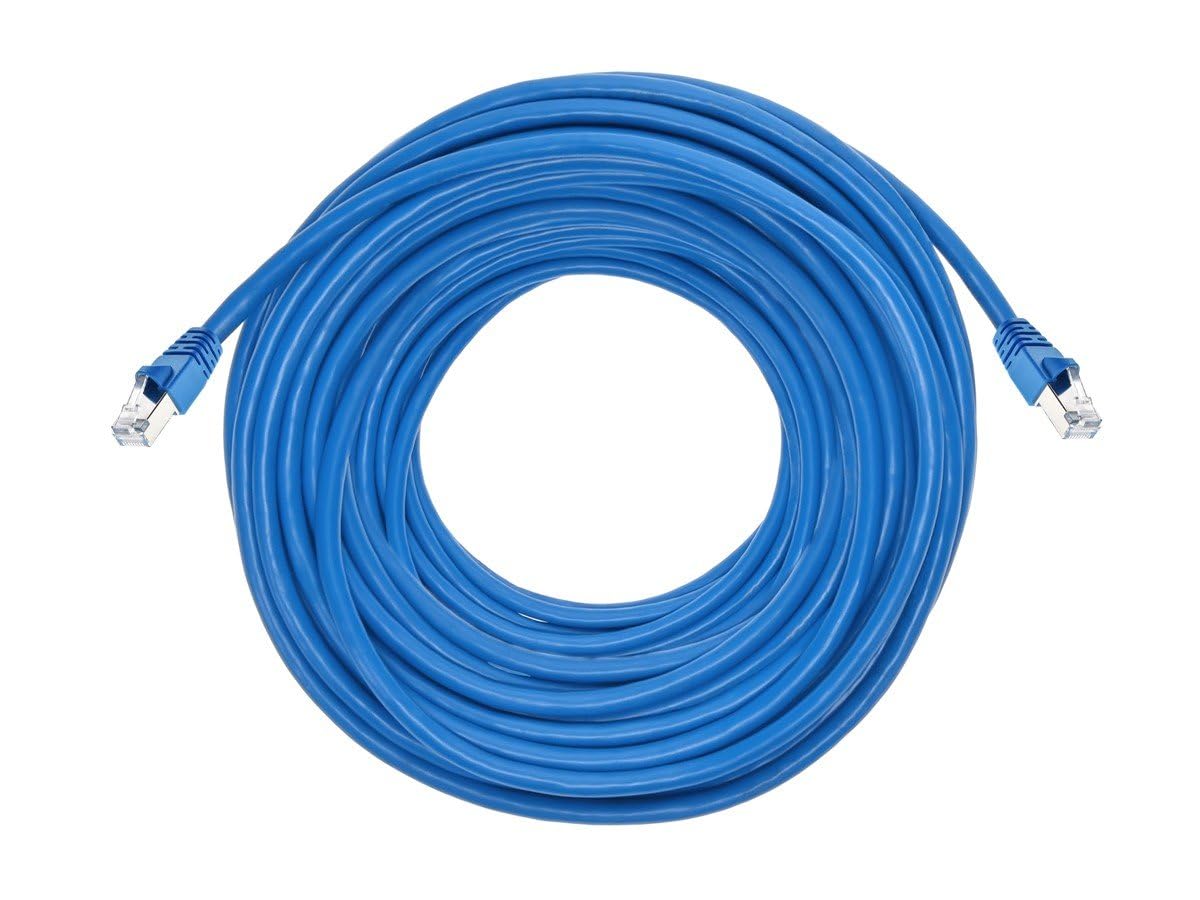 Monoprice 50Ft 24Awg Cat6A 500Mhz Stp Ethernet Bare Copper Network Cable   Blue