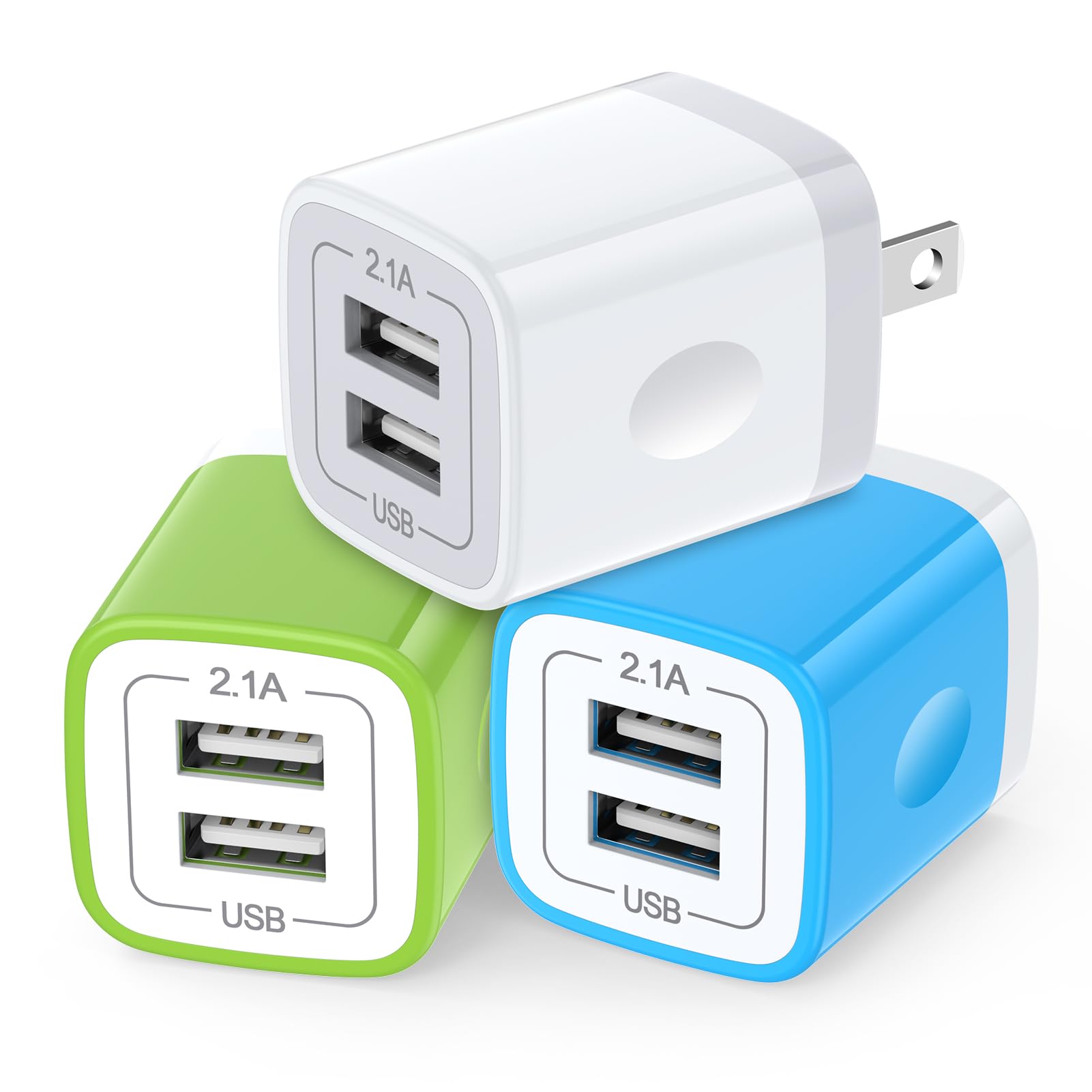 Plug Usb Wall Adapter,Usb Charger Box Fast Charging Block Cube,5V/2.1A Universal Power Adapter Travel Brick Base Compatible For