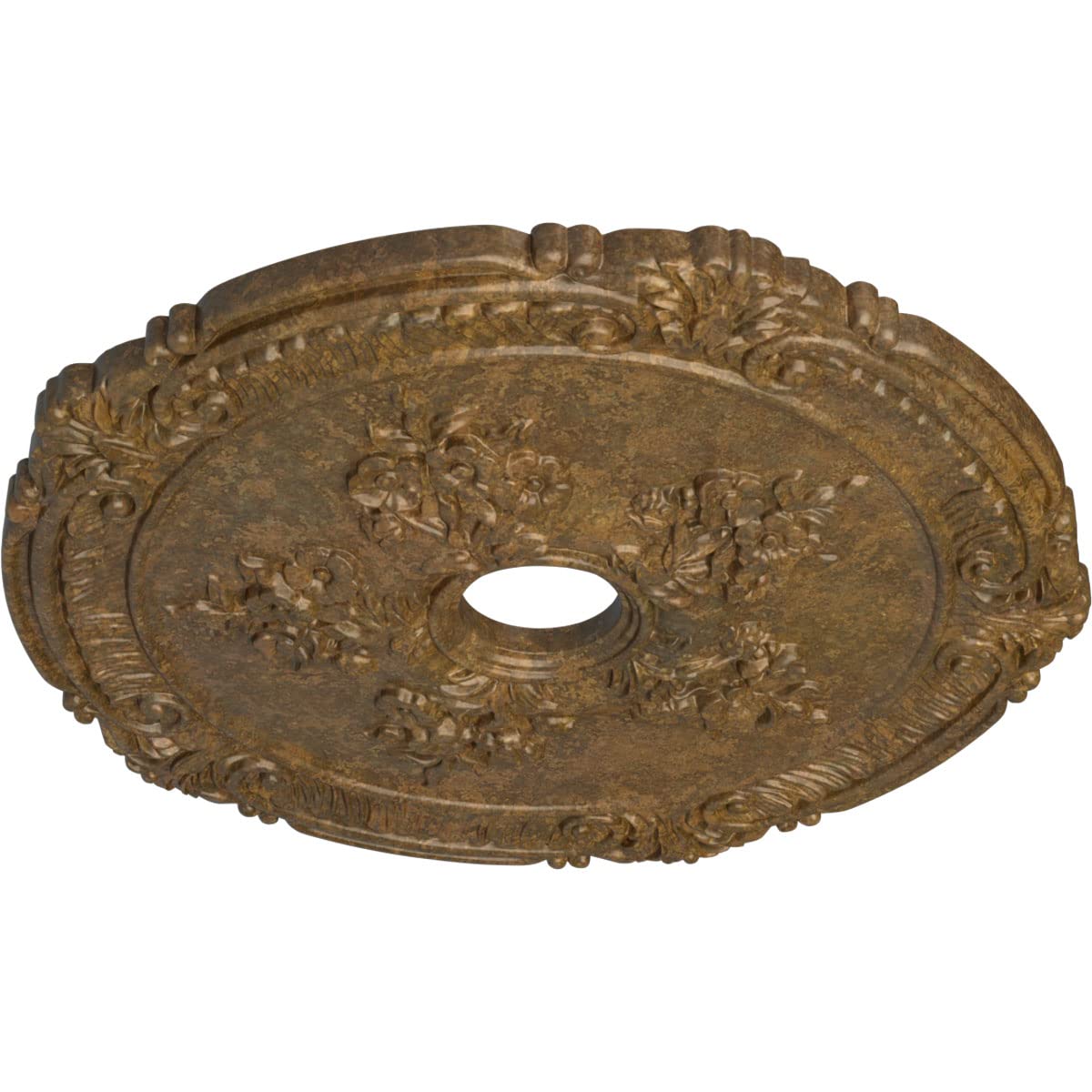 Ekena Millwork Cm26Atrzs Attica With Rose Ceiling Medallion, 26''Od X 3 3/4''Id X 1 1/2''P, Hand Painted Rubbed Bronze