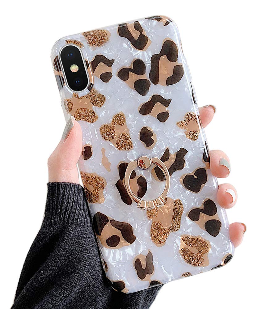 Qokey Compatible With Iphone Xs Case,Iphone X Case Cute Clear For Men Women Girls With 360 Degree Rotating Ring Kickstand Soft T