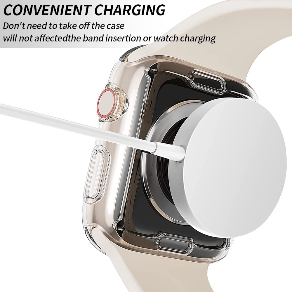 Hankn 2 Pack 41Mm Clear Screen Protector Case For Apple Watch Series 9 8 7 41Mm Case, Soft Tpu Full Coverage Front Protective Sh