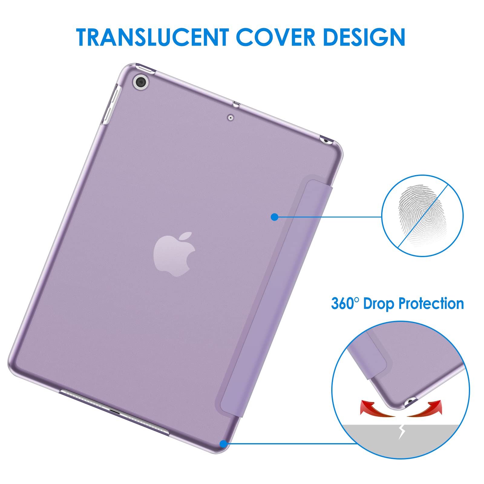 Jetech Case For Ipad (9.7-Inch, 2018/2017 Model, 6Th/5Th Generation), Smart Cover Auto Wake/Sleep (Light Purple)