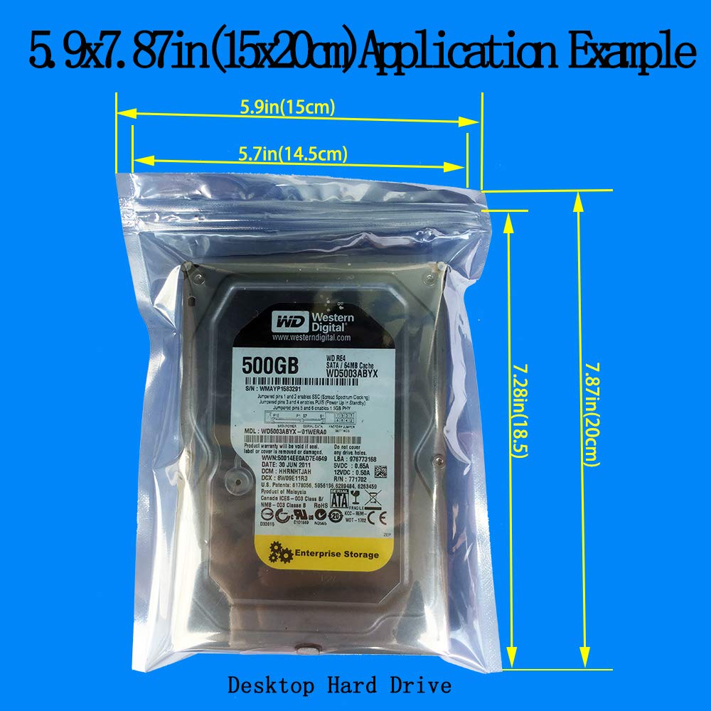 Daarcin Anti Static Bags,Esd Bags,30Pcs Mixed Sizes Antistatic Resealable Bags For 3.5 Hard Drive, 2.5 Solid State Drive,With La