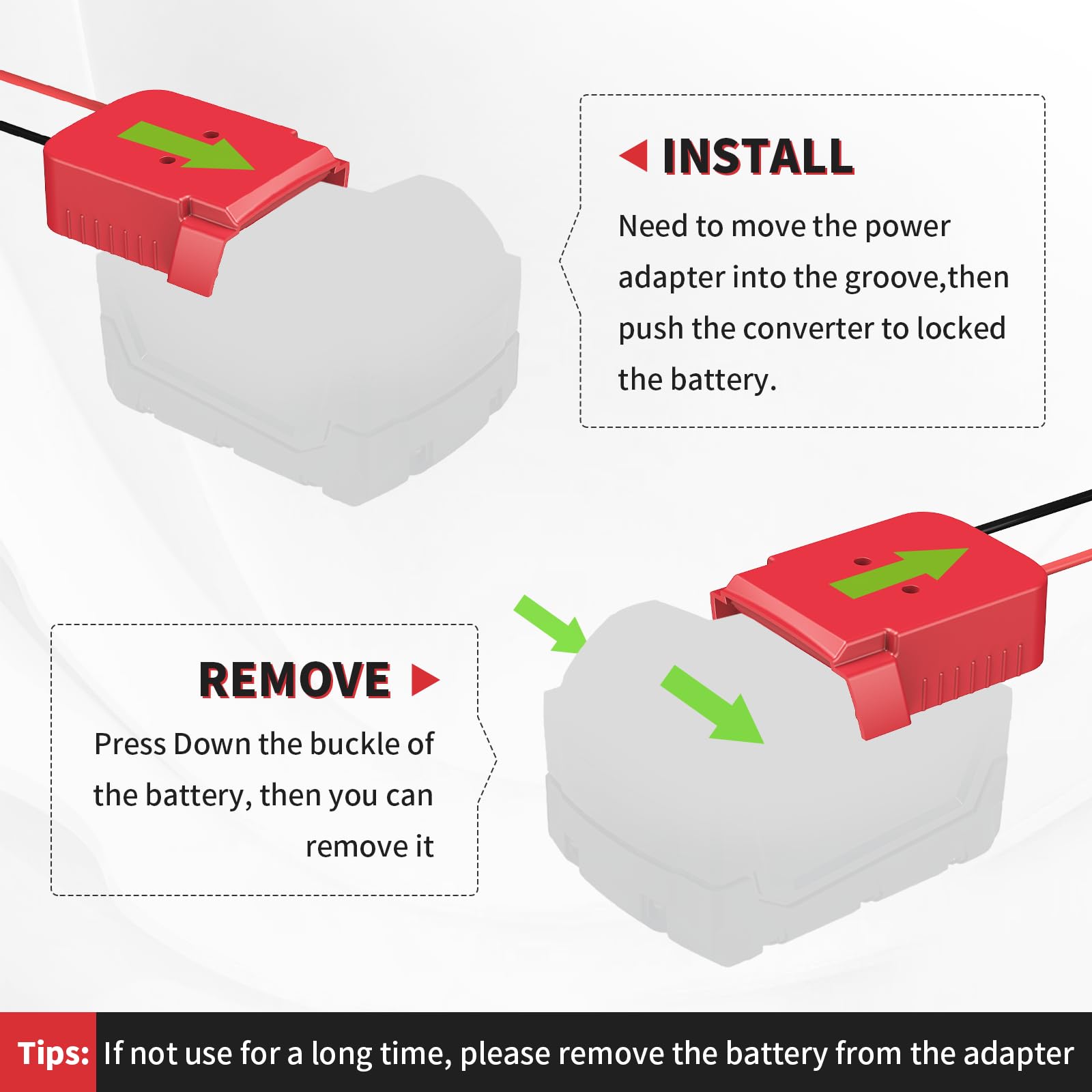 Kzreect Battery Adapter With Switch, Over Discharge Protection, Compatible With Milwaukee 18V Battery, Converter For Diy Rc Car