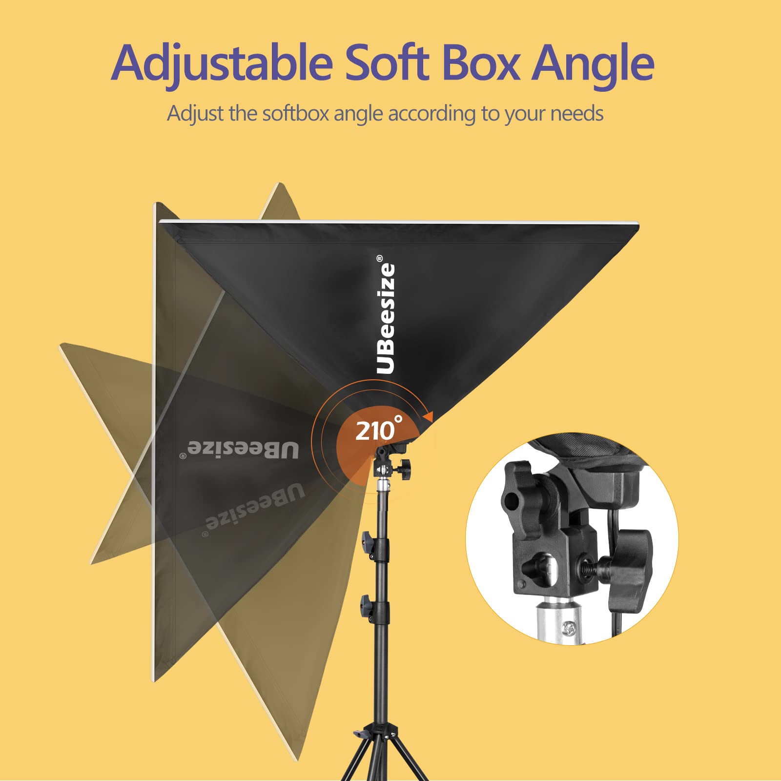 Ubeesize Softbox Photography Lighting Kit, 27    X 20    Continuous Lighting Kit With 2Pcs 40W E27 Socket 6500K Bulbs, Professio