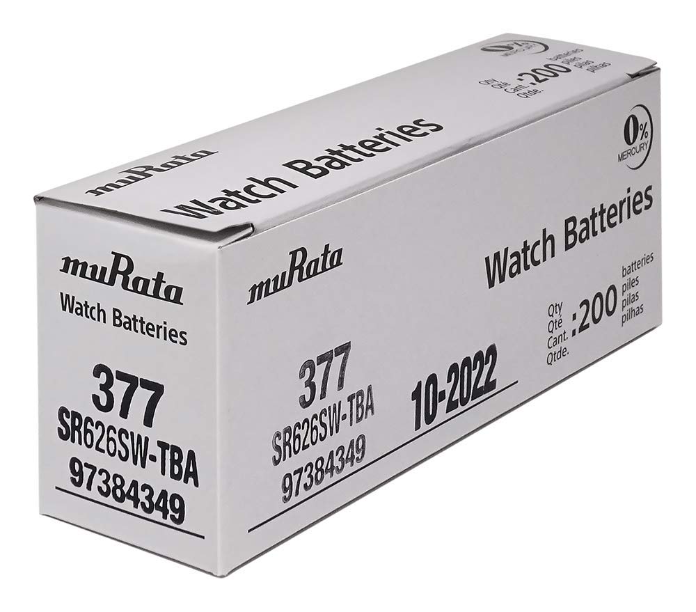 Murata 377 Battery Sr626Sw 1.55V Silver Oxide Watch Button Cell (100 Batteries)