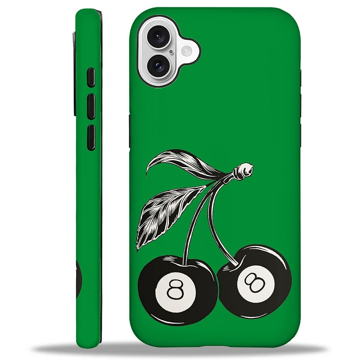 WANKBLC Compatible with iPhone 16 Plus Matte Case, Cute 8 Billiard Ball Cherry Fruit Pattern for Girl Full Body Design Soft Sili