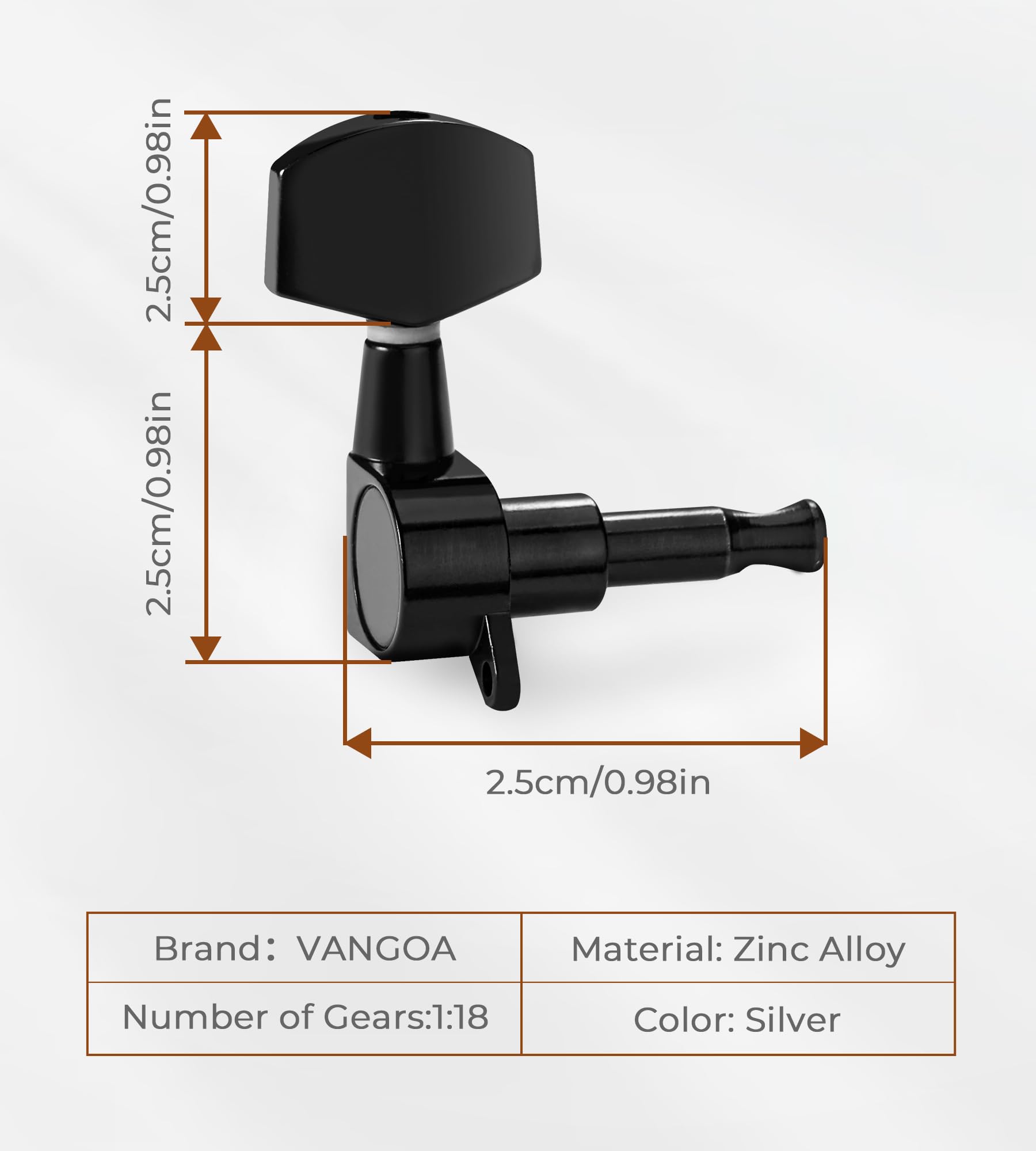 Vangoa 3L3R 6 Pieces Semi-Closed Guitar String Tuning Pegs Tuner Machine Heads Knobs Tuning Keys For Acoustic Or Electric Guitar