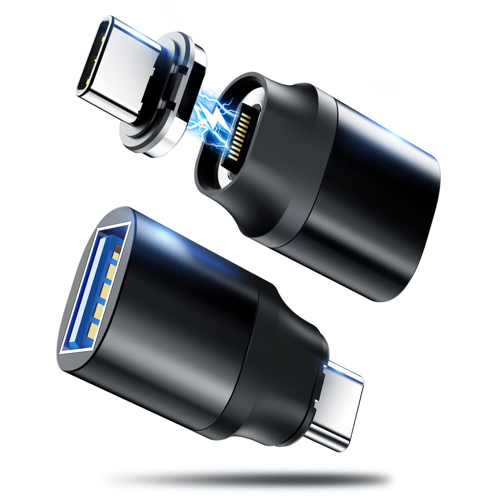 Duhesin Usb C To Usb Magnetic Adapter 24Pins Usb C Male To Usb A Female Adapter 2 Pack With Pd 60W Charge 10Gbps Usb3.1/Usb3.0 For Macbook Pro/Air And More Type C Devices