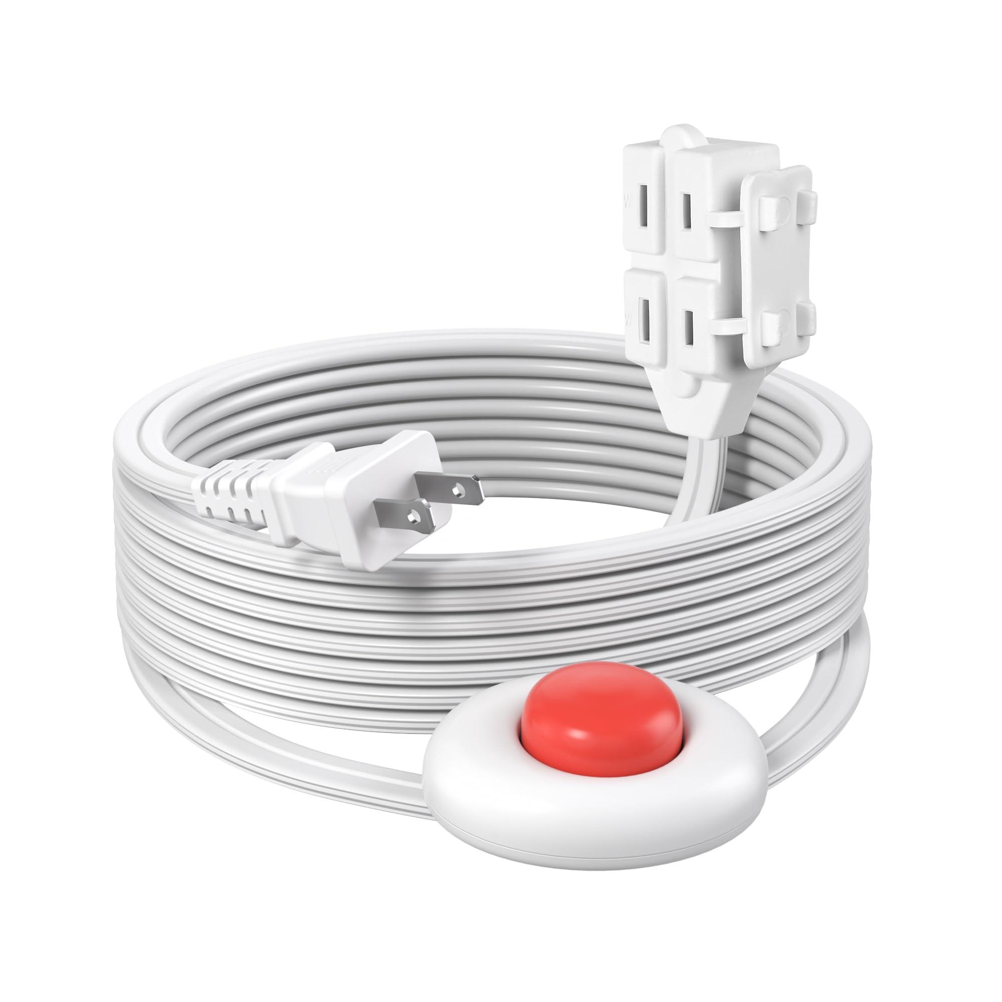 Bn Link 12Ft Extension Cord With Footswitch 16/2 Spt 2, 3 Outlet Indoor Extension Cord With On Off Switch, For Christmas Tree An