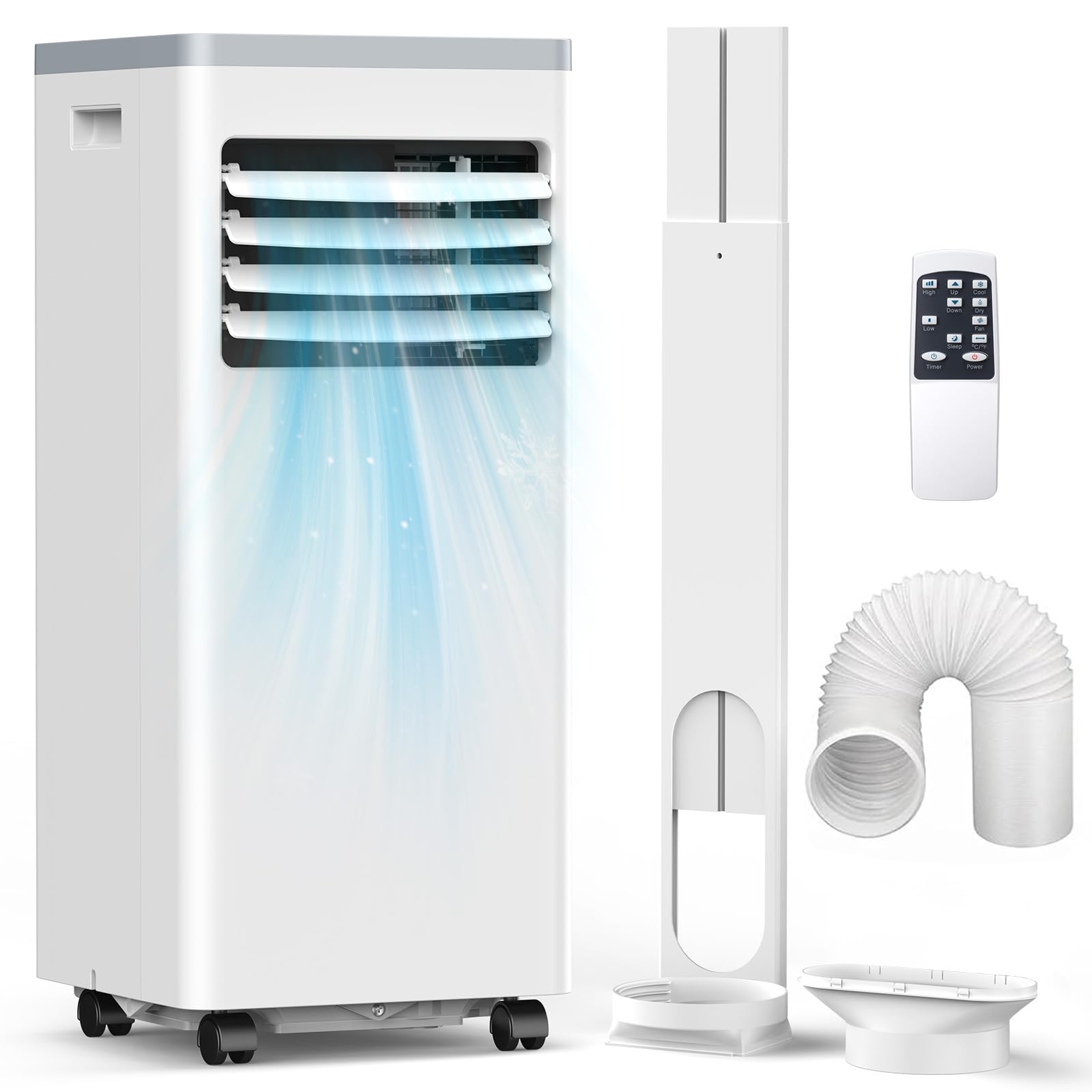 Electactic Portable Air Conditioner 8000 BTU Cools Up to 350 Sq. Ft., 3-in-1 Modes Portable AC Unit Remote Control, LED Display,