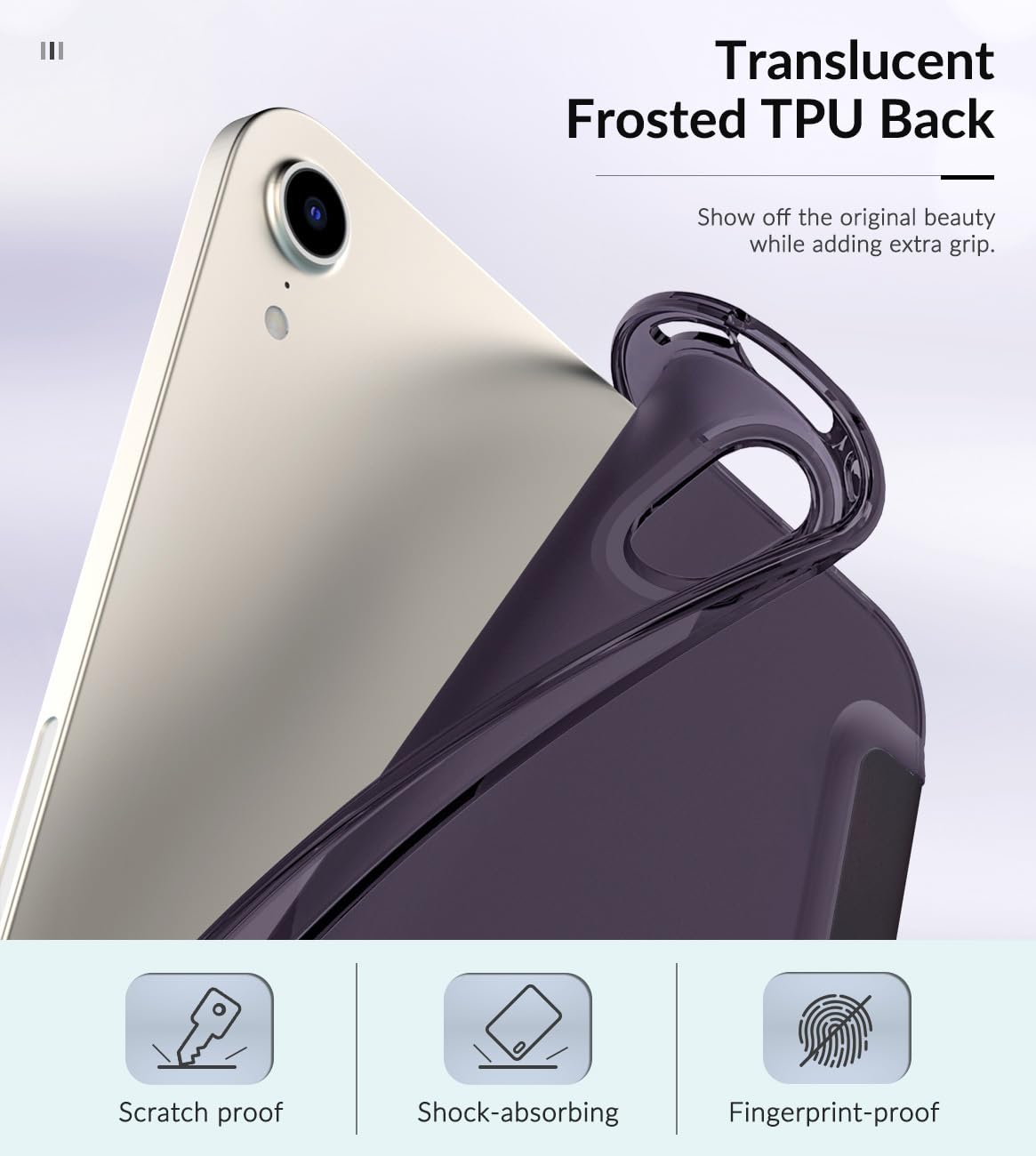 MoKo Case Fit New iPad Mini 7 (A17 Pro) 2024, iPad Mini 6th Generation Case 2021 (8.3 inch), iPad Mini 6 Case, Soft TPU Translucent Frosted Back Cover Case for iPad Mini 7th, Dark Purple