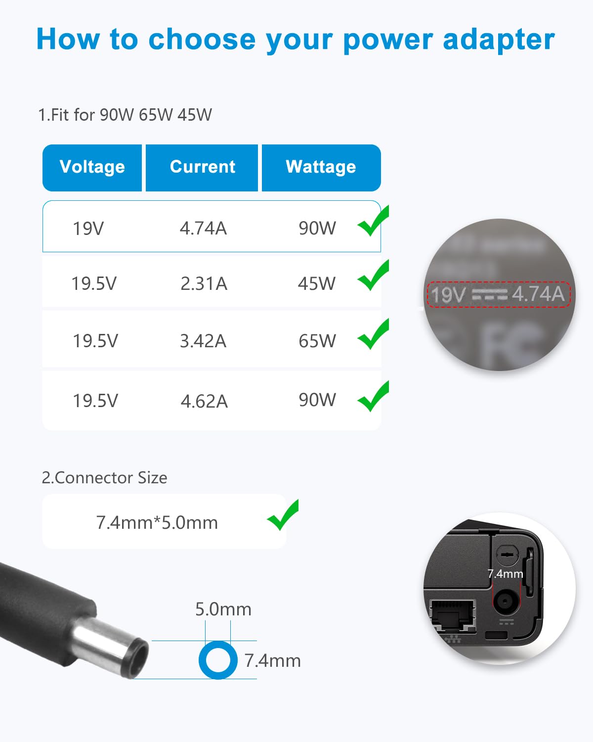 Alitove 90W 65W Power Cord Ac Adapter For Hp All In One Desktop 18'' To 27'' 22 Dd0210 Dd0110 Df0224 24 Dp0160 Dp1250 Dp1380 Cb0