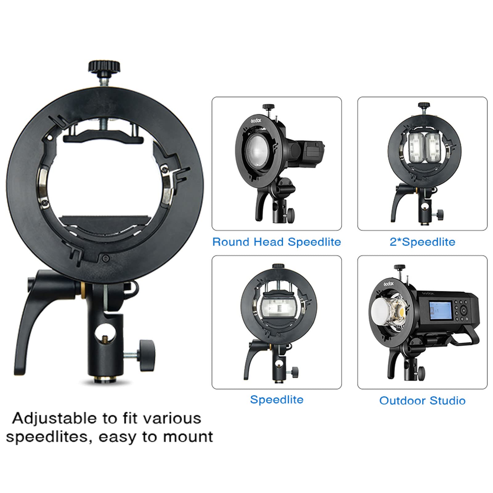 Godox S2 Speedlite Bracket Bowens Mount For Godox Flash Godox V1 Ad200Pro Ad200 Ad400Pro Other Flashes, Precise Tilt Control S T