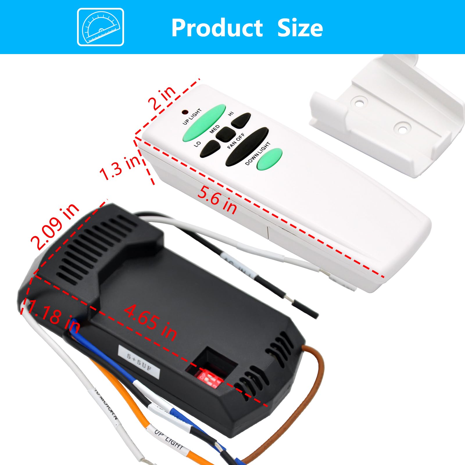 Universal Ceiling Fan Remote Control Kit With Up Down Light Controls Replacement For Hampton Bay Hunter Harbor Breeze,W/Receiver