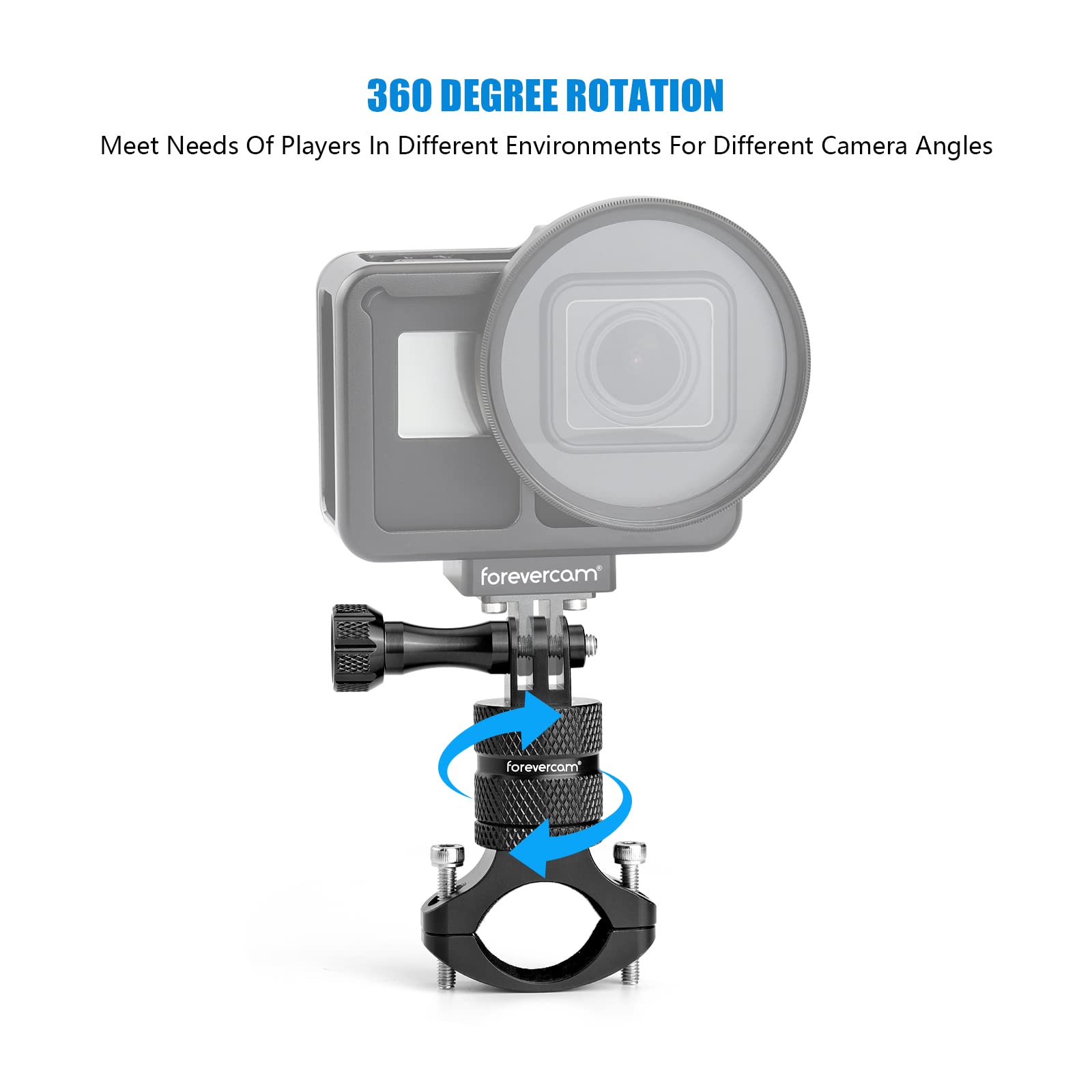 Forevercam Bike Handlebar Mount For Gopro Hero 13/12/11/10/9/8/Insta360/Akaso/Dji Osmo Aluminum Motorcycle Handlebar Mount 360�Rotation