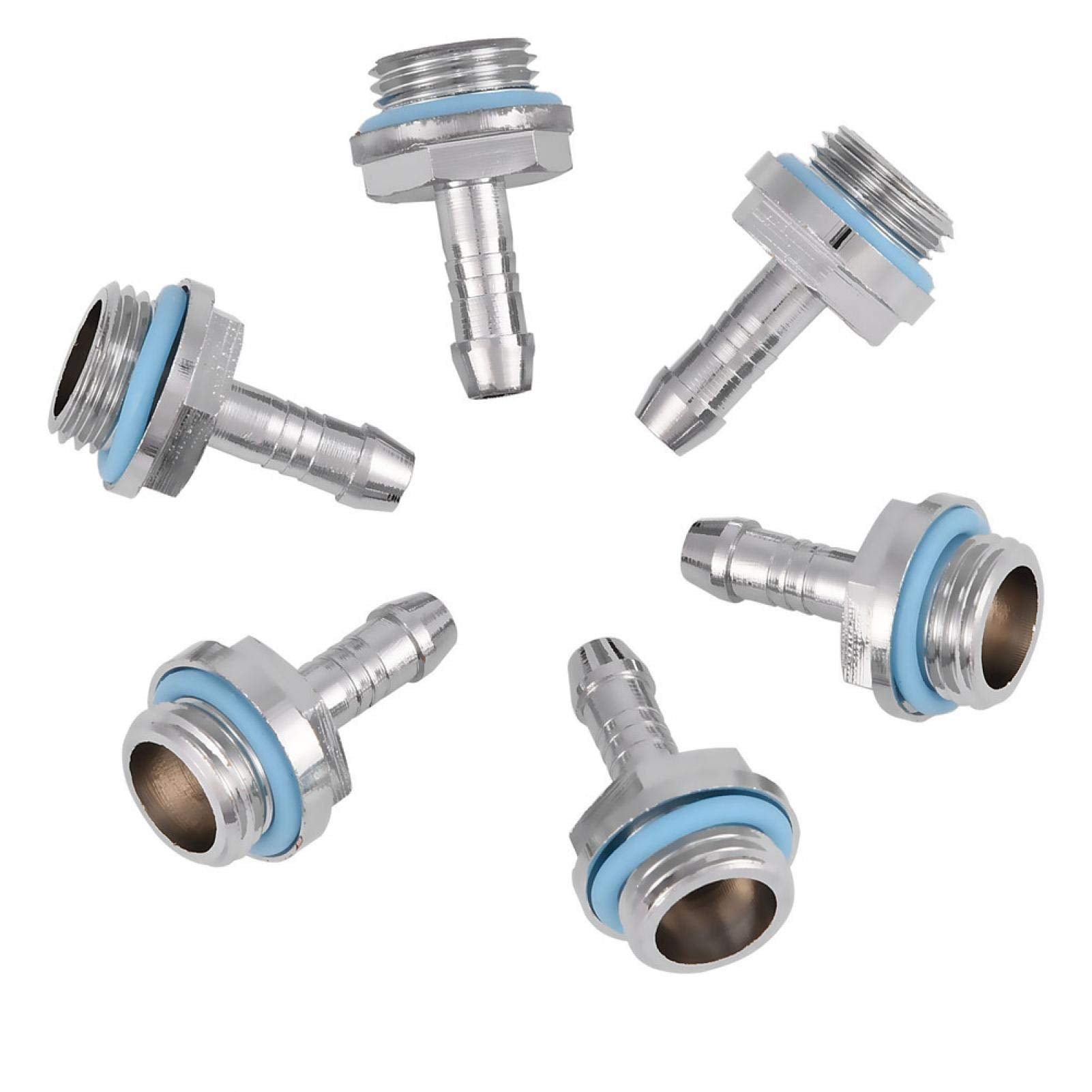 Wendry Pc Water Cooling Barb Fitting, Two Touch Fitting G1/4 Thread Barb Connector For Computer Cooling System(Pack Of 6)(6Mm)