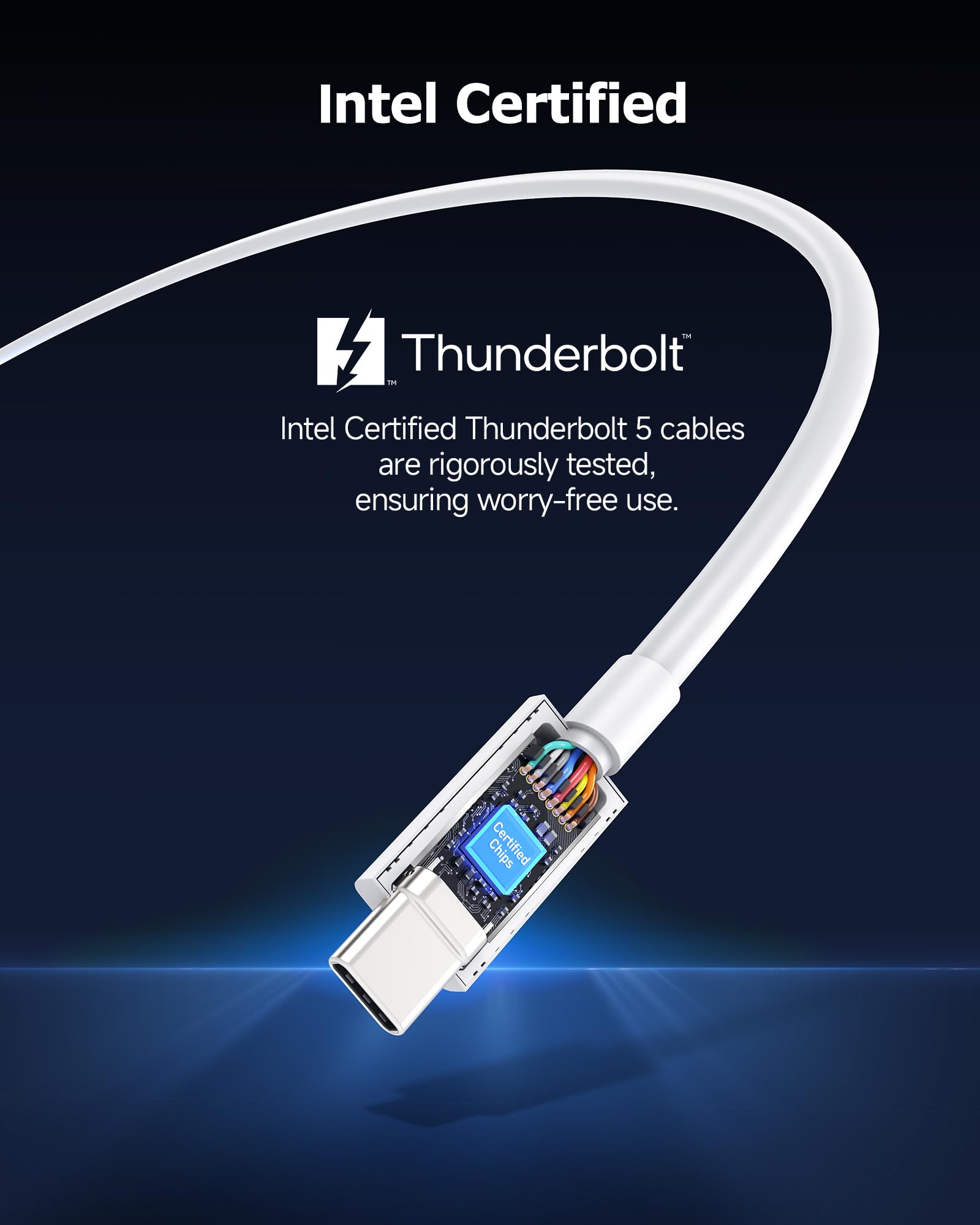 Cable Matters [Intel Certified] 80Gbps Thunderbolt 5 Cable with up to 120Gbps Bandwidth Boost and 240W Charging in White   1m / 3.3ft, Compatible with Thunderbolt 4, USB 4 and USB C