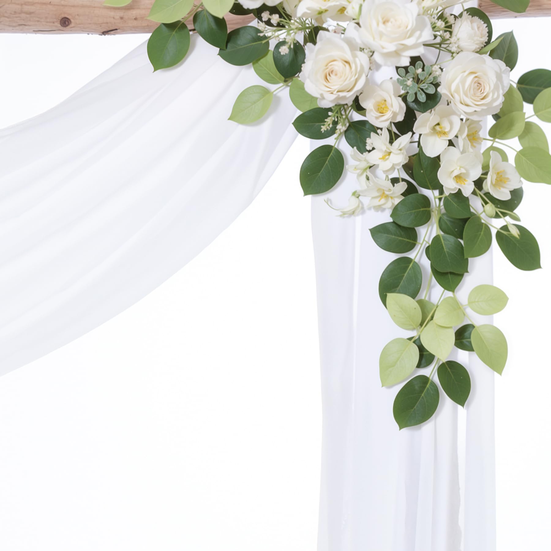 Wedding Arch Draping Fabric,2 Panels 18Ft White Wedding Arch Drapes Chiffon Fabric Drapery Arch Decorations For Ceremony Recepti